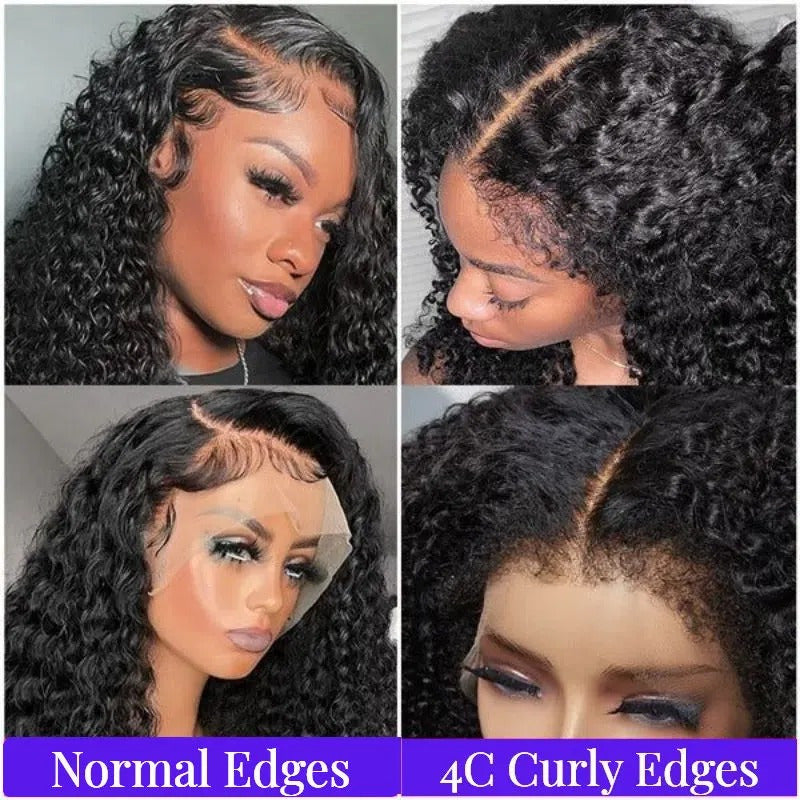4C Kinky Curly Human Hair Wig with 13x4/13x6 Breathable Lace Front & Youngsters Hair - Undetectable Invisible Edge, Soft Water Wave Texture, Mixed Color (Black) 18-30 Inch for Everyday & Special Occasions, Special Occasion Wi