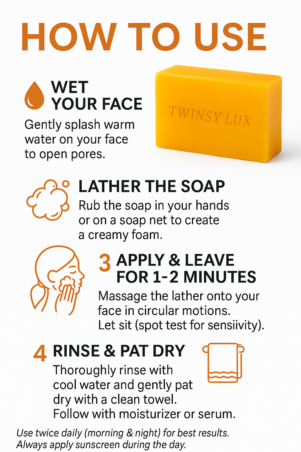 Twinsy Lux Best Tumeric Kojic Acid Soap For Dark Spots Remover For All Skin Type (2 pk)
