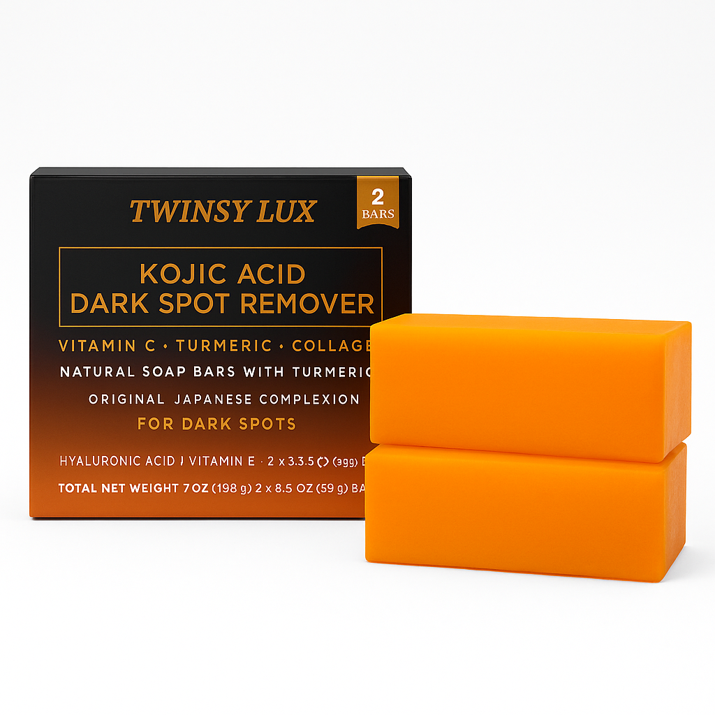 Twinsy Lux Best Tumeric Kojic Acid Soap For Dark Spots Remover For All Skin Type (2 pk)