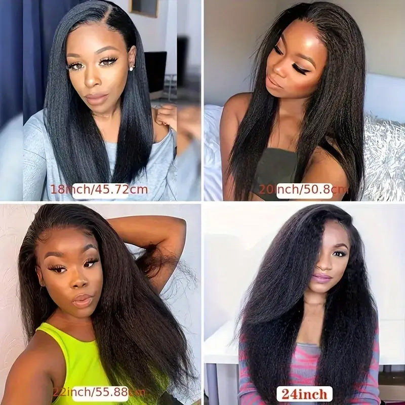 13x4 HD Lace Front Wigs - 38-40 Inch Kinky Straight Human Hair Wigs 250 Density Pre Plucked 12A Frontal Wigs for Women Black