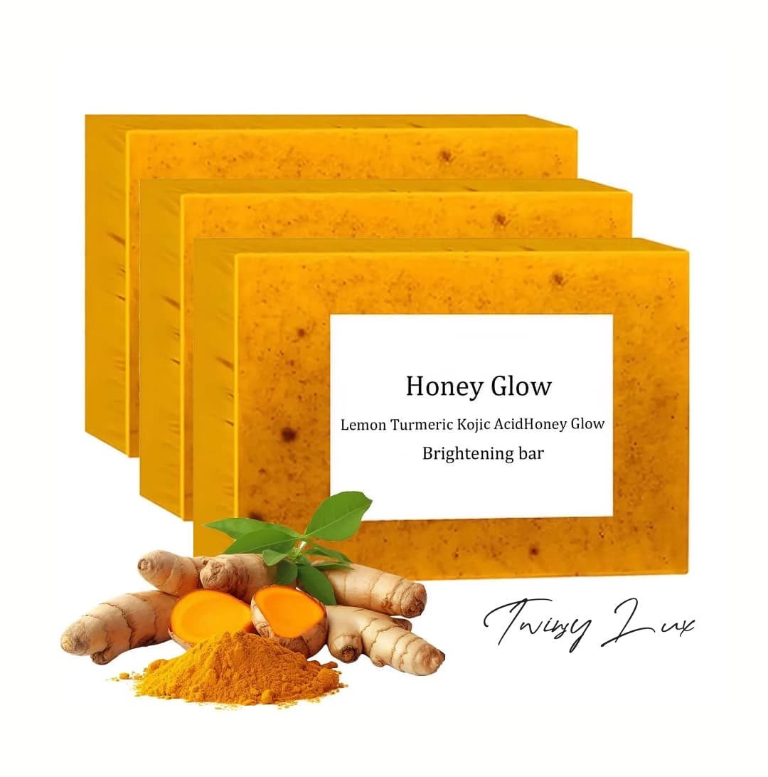 LEMON TUMERIC & ACID KOJIC SOAP BRIGHTNING BAR WITH VITAMIN C COMPLEX FOR FACE AND BODY SKIN, SOAP NET (SET OF 3,6,12)