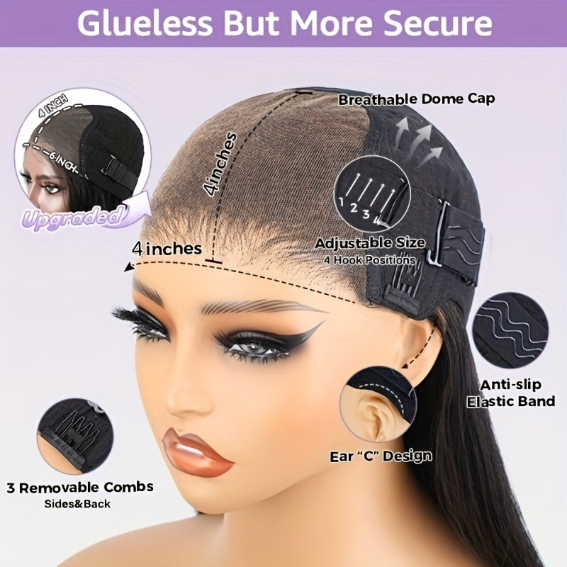 Glueless Deep Wave 4x4 HD Lace Closure Wig 280% Density Pre Plucked Pre Cut Lace Human Hair Deep Curly Lace Front Wig No Glue 3 Seconds to Wear Soft Comfortable And Breathable Transparent Lace Front Wig Bye Bye Knots Beginner