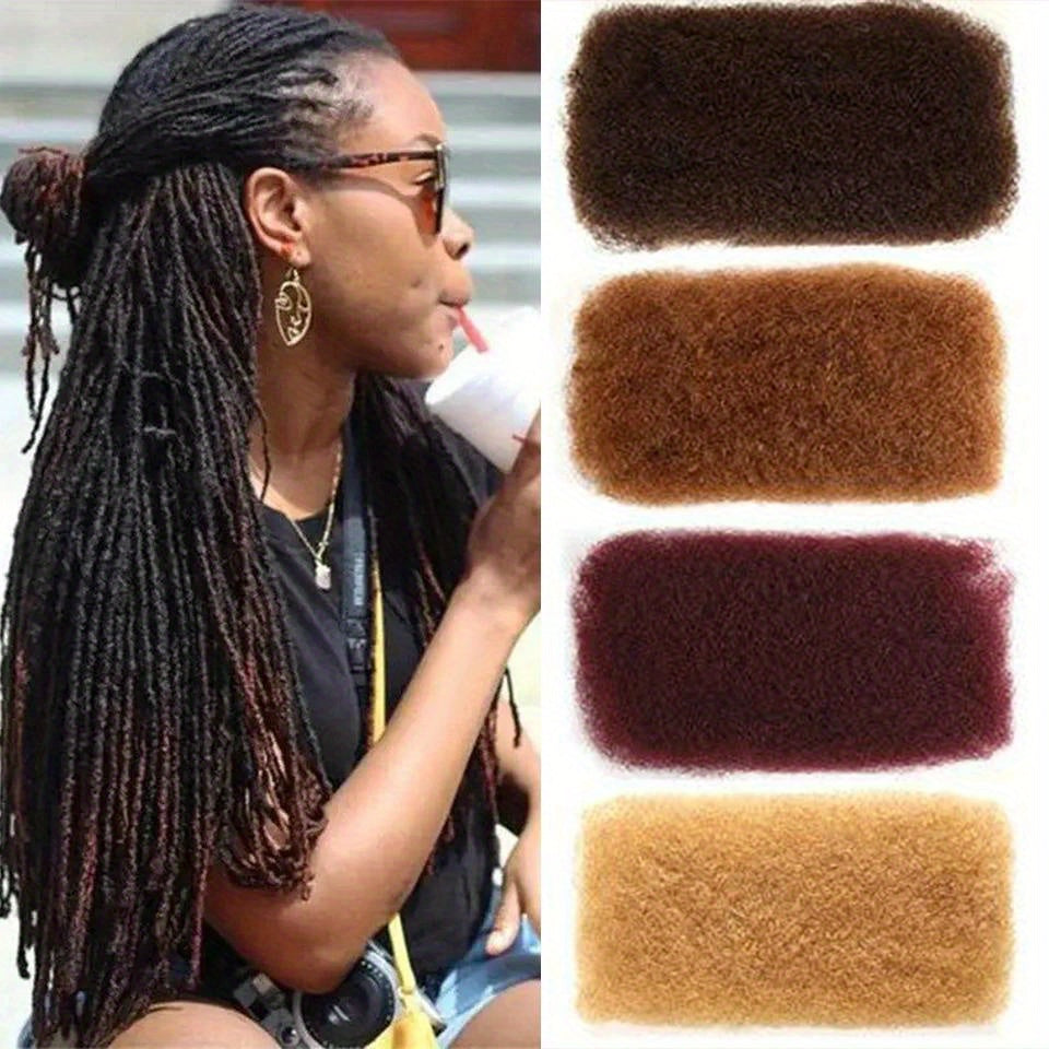 Afro Kinky Bulk Hair No Attachment 100% Remy Dreadlock Hair Peruvian Afro Kinky Bulk Natural Color Kinky Curly Hair for Twist Crochet Braiding Hair 100% Remy Human Bulk Hair
