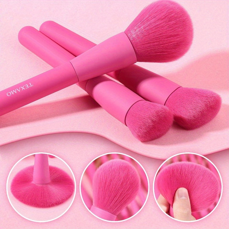 Makeup Brush Set, 15 Pie Quality Makeup Brushes, Premium Synthetic Make Up Brushes for Foundation Powder Blush Highlighter Conaler Makeup Brush Kit for Travel, Hot P