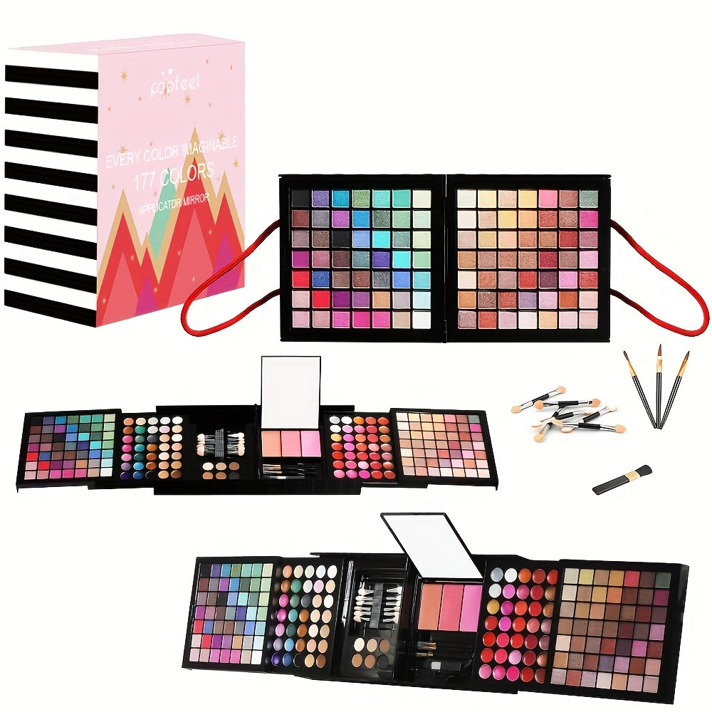 Makeup Set Gift Box Lipstick Eyebrow Pencil Eye Shadow Dish Makeup Tool Combination Durable Waterproof Lip Gloss Outdoor Travel Essential Makeup Bag Long-Lasting Beauty Solution Perfect Mother'S Day Gift