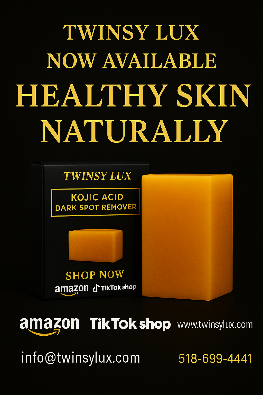 Twinsy Lux Best Tumeric Kojic Acid Soap For Dark Spots Remover For All Skin Type (2 pk)