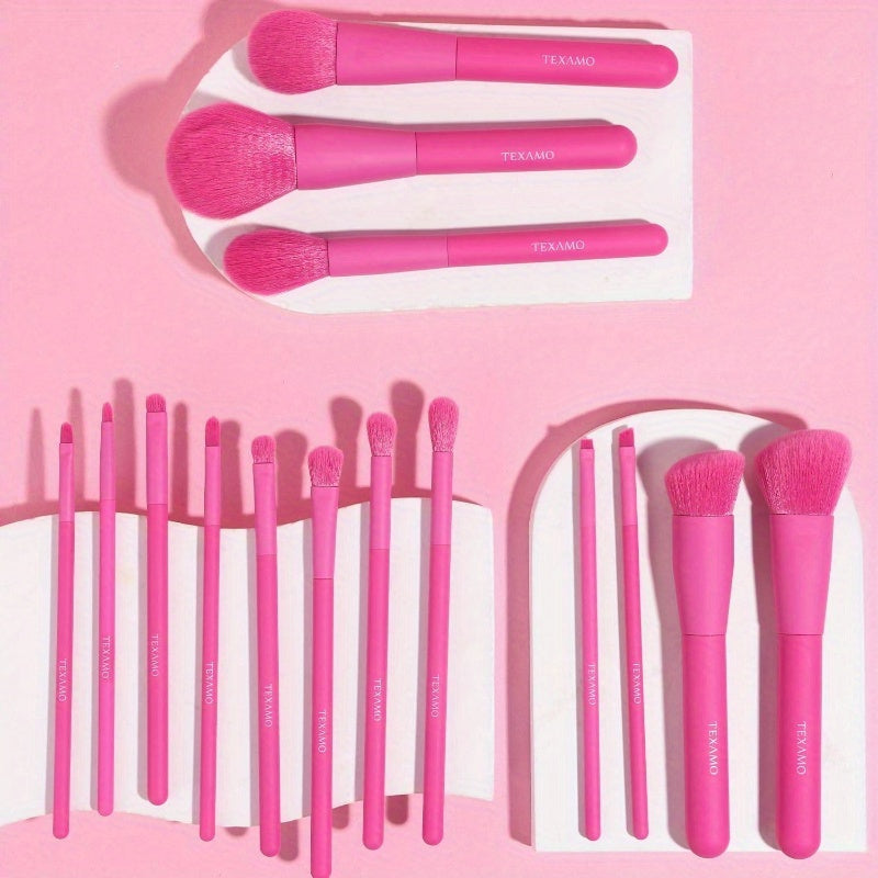 Makeup Brush Set, 15 Pie Quality Makeup Brushes, Premium Synthetic Make Up Brushes for Foundation Powder Blush Highlighter Conaler Makeup Brush Kit for Travel, Hot P