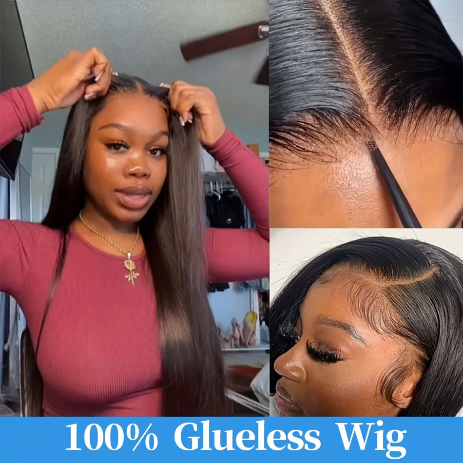 5x5 HD Lace Put On And Go Glueless Closure Wigs Human Hair Straight Human Hair Pre Plucked Pre Cut No Glue 3 Seconds To Wear Glueless Wig Transparent Lace Front Wigs Human Hair 250% Density