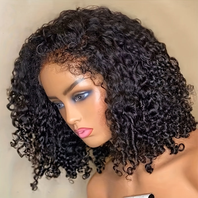 250% 4C Edges Kinky Curly Human Hair Wigs Short Kinky Curly Bob Wig 13X4 HD Lace Front Wig With Curly Baby Hair Pre Bleached Pre Plucked Premium Afro Kinky Curly Human Hair Natural Realistic Scalp Zero Stress Wear Larger Brea