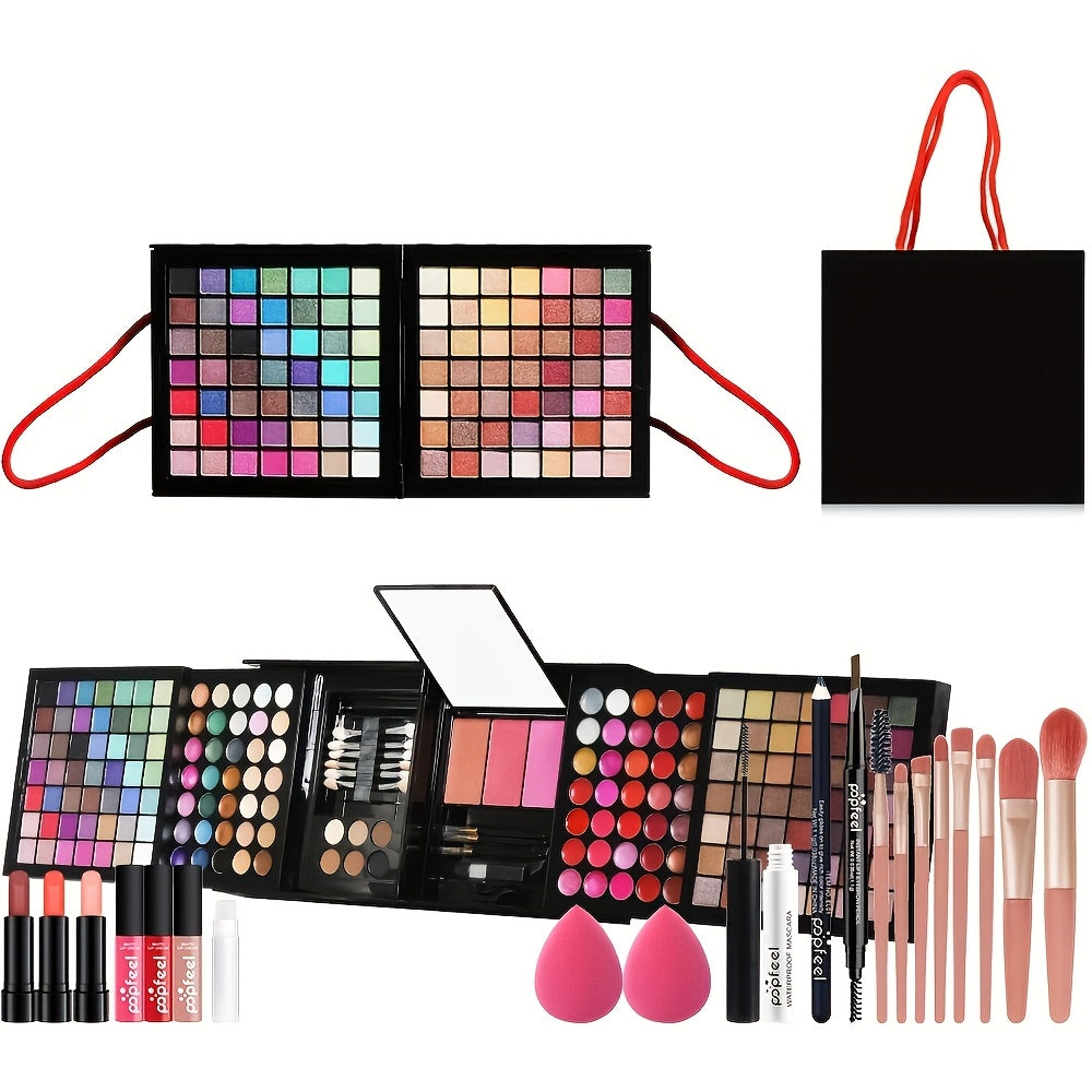 Makeup Set Gift Box Lipstick Eyebrow Pencil Eye Shadow Dish Makeup Tool Combination Durable Waterproof Lip Gloss Outdoor Travel Essential Makeup Bag Long-Lasting Beauty Solution Perfect Mother'S Day Gift