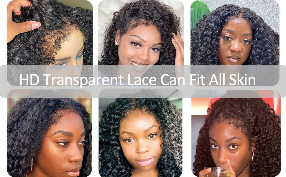 250% 4C Edges Kinky Curly Human Hair Wigs Short Kinky Curly Bob Wig 13X4 HD Lace Front Wig With Curly Baby Hair Pre Bleached Pre Plucked Premium Afro Kinky Curly Human Hair Natural Realistic Scalp Zero Stress Wear Larger Brea