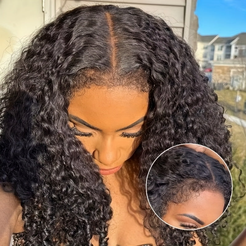 250% 4C Edges Kinky Curly Human Hair Wigs Short Kinky Curly Bob Wig 13X4 HD Lace Front Wig With Curly Baby Hair Pre Bleached Pre Plucked Premium Afro Kinky Curly Human Hair Natural Realistic Scalp Zero Stress Wear Larger Brea