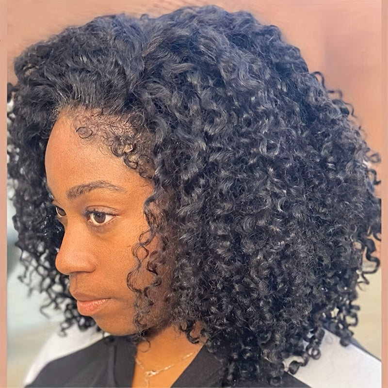 250% 4C Edges Kinky Curly Human Hair Wigs Short Kinky Curly Bob Wig 13X4 HD Lace Front Wig With Curly Baby Hair Pre Bleached Pre Plucked Premium Afro Kinky Curly Human Hair Natural Realistic Scalp Zero Stress Wear Larger Brea