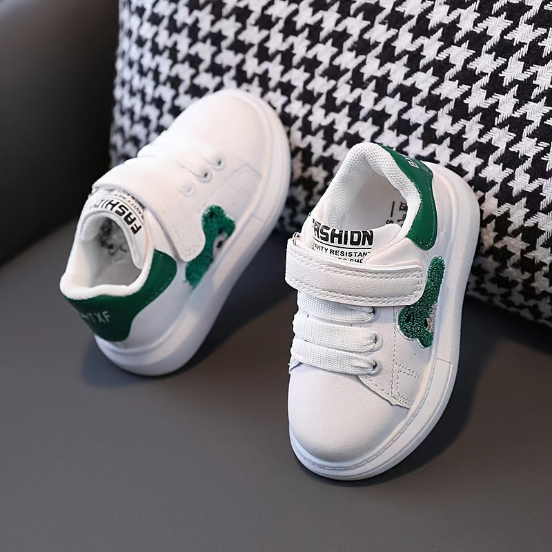 Youngsters' Breathable Soft Sole Casual Sports Shoes with Cute Bear Embroidery, Comfortable Rubber Sole for Boys and Girls - Spring/Autumn, Everyday Youngsters's Shoes | Hook-and-loop Fastener Youngsters Shoes | Synthetic Sho