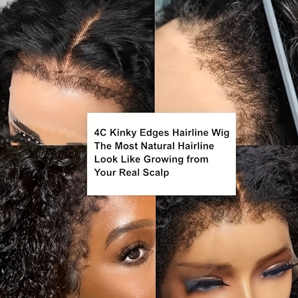 250% Density 4C Kinky Curly Human Hair Wig with 13x4 HD Lace Front - Pre-Bleached & Pre-Plucked Baby Hair, Breathable Swiss Lace for Zero Stress Wear, Realistic Scalp & Summer Comfort (Afro Curly, All Ethnicities), Comfortabl