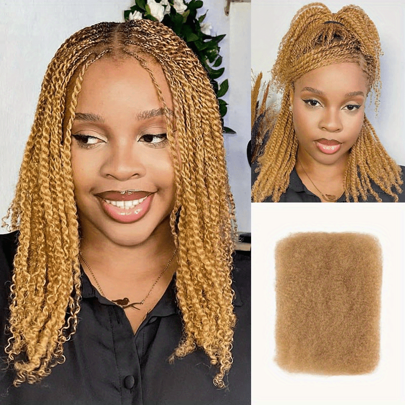 Afro Kinky Bulk Hair No Attachment 100% Remy Dreadlock Hair Peruvian Afro Kinky Bulk Natural Color Kinky Curly Hair for Twist Crochet Braiding Hair 100% Remy Human Bulk Hair