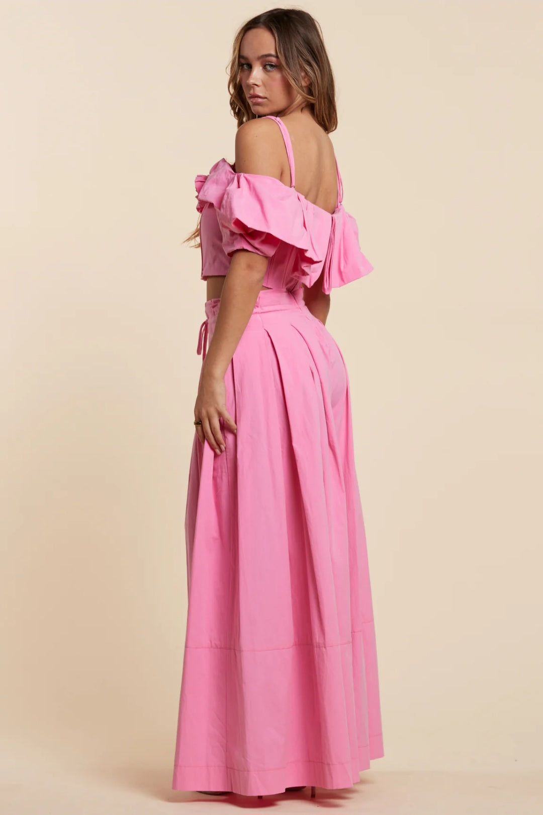 Chic Luxurios Blossom Pink Fashion Floral Two-Piece Set