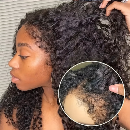 250% Density 4C Kinky Curly Human Hair Wig with 13x4 HD Lace Front - Pre-Bleached & Pre-Plucked Baby Hair, Breathable Swiss Lace for Zero Stress Wear, Realistic Scalp & Summer Comfort (Afro Curly, All Ethnicities), Comfortabl