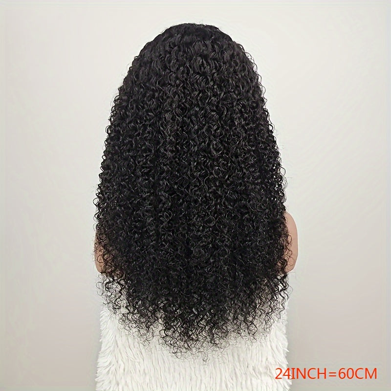 [4x4 HD Lace Closure, Kinky Curly Wig] 180% Density Brazilian Kinky Curly Human Hair Wig with 4C Kinky Edges & 4x4 HD Lace Closure - Jerry Curly Texture, Natural Color, Baby Hair Edges | Curly Hair Wig | Natural Texture Wig