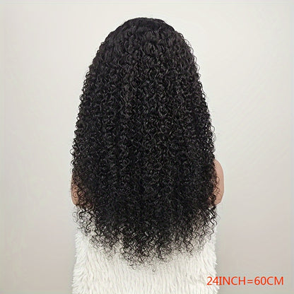 [4x4 HD Lace Closure, Kinky Curly Wig] 180% Density Brazilian Kinky Curly Human Hair Wig with 4C Kinky Edges & 4x4 HD Lace Closure - Jerry Curly Texture, Natural Color, Baby Hair Edges | Curly Hair Wig | Natural Texture Wig
