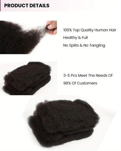 Afro Kinky Bulk Hair No Attachment 100% Remy Dreadlock Hair Peruvian Afro Kinky Bulk Natural Color Kinky Curly Hair for Twist Crochet Braiding Hair 100% Remy Human Bulk Hair