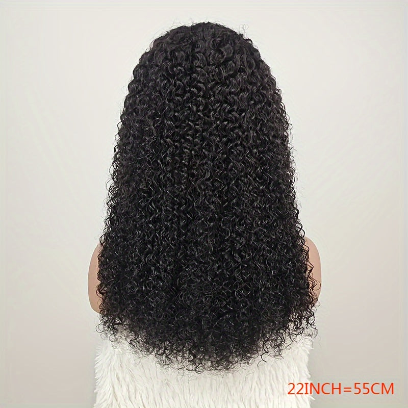 [4x4 HD Lace Closure, Kinky Curly Wig] 180% Density Brazilian Kinky Curly Human Hair Wig with 4C Kinky Edges & 4x4 HD Lace Closure - Jerry Curly Texture, Natural Color, Baby Hair Edges | Curly Hair Wig | Natural Texture Wig