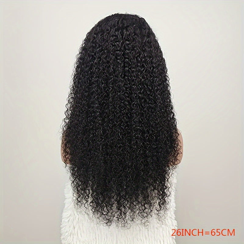 [4x4 HD Lace Closure, Kinky Curly Wig] 180% Density Brazilian Kinky Curly Human Hair Wig with 4C Kinky Edges & 4x4 HD Lace Closure - Jerry Curly Texture, Natural Color, Baby Hair Edges | Curly Hair Wig | Natural Texture Wig