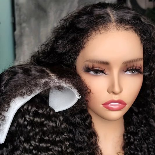 [4x4 HD Lace Closure, Kinky Curly Wig] 180% Density Brazilian Kinky Curly Human Hair Wig with 4C Kinky Edges & 4x4 HD Lace Closure - Jerry Curly Texture, Natural Color, Baby Hair Edges | Curly Hair Wig | Natural Texture Wig