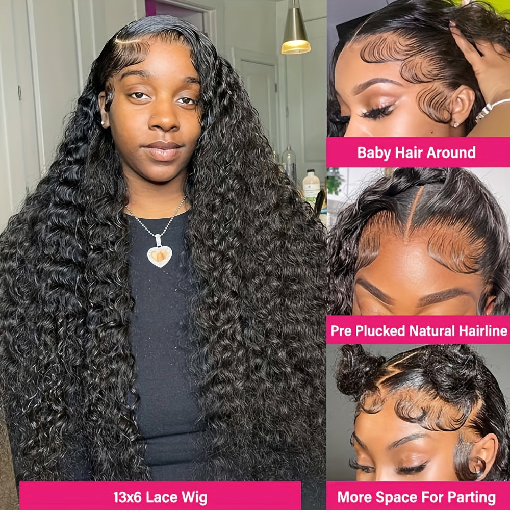 40Inch Ready To Go Glueless Wig Jerry Curl Human Hair 13*6 Pre-Cut Lace Wigs 12A Wigs Human Hair Pre Bleached Pre Plucked 250% Density Curl Wave Lace Frontal Wig Natural Color 3 Seconds To Wear For Beginners