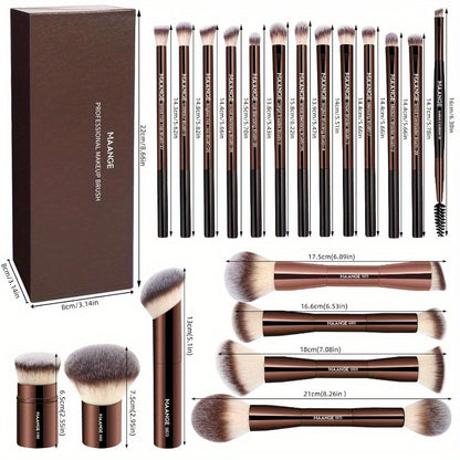 20pcs Makeup Brushes with Gift Box, DoubleEnd Multifunctional Makeup Brushes for Blending Liquid Powder Conaler Cream Blush Buffe, CoffeeBrown
