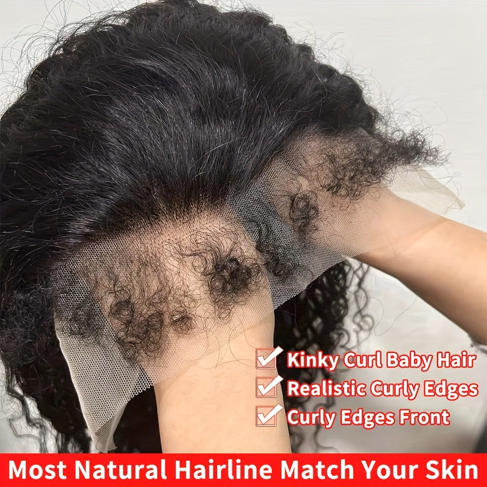 250% Density 4C Kinky Curly Human Hair Wig with 13x4 HD Lace Front - Pre-Bleached & Pre-Plucked Baby Hair, Breathable Swiss Lace for Zero Stress Wear, Realistic Scalp & Summer Comfort (Afro Curly, All Ethnicities), Comfortabl