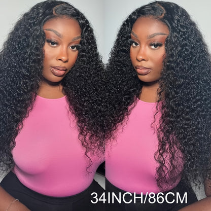 40Inch Ready To Go Glueless Wig Jerry Curl Human Hair 13*6 Pre-Cut Lace Wigs 12A Wigs Human Hair Pre Bleached Pre Plucked 250% Density Curl Wave Lace Frontal Wig Natural Color 3 Seconds To Wear For Beginners