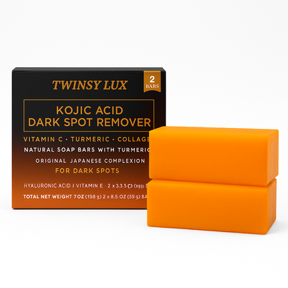 Twinsy Lux Best Tumeric Kojic Acid Soap For Dark Spots Remover For All Skin Type (2 pk)