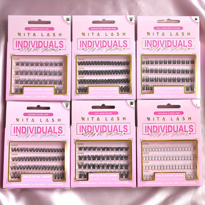 High Qulity Rita Individual False Eyelashes Extension Kit Curl Wispy Style, 12 Box Lashes with Glue&Bond Seal&Remover&Curler, Individual Lashes Makeup Kit