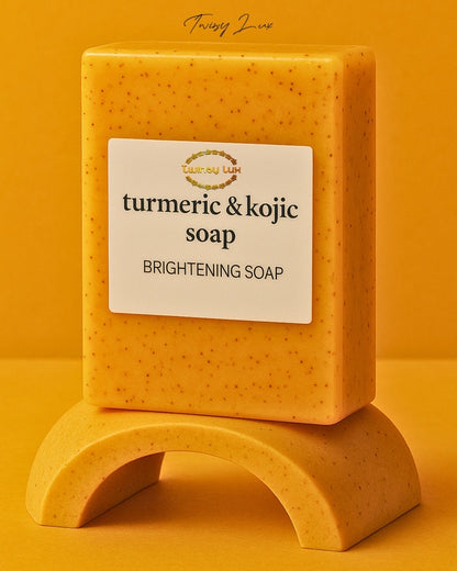 LEMON TUMERIC & ACID KOJIC SOAP BRIGHTNING BAR WITH VITAMIN C COMPLEX FOR FACE AND BODY SKIN, SOAP NET (SET OF 3,6,12)