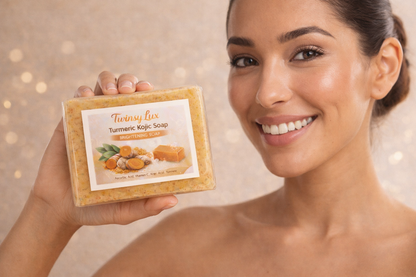 LEMON TUMERIC & ACID KOJIC SOAP BRIGHTNING BAR WITH VITAMIN C COMPLEX FOR FACE AND BODY SKIN, SOAP NET (SET OF 3,6,12)