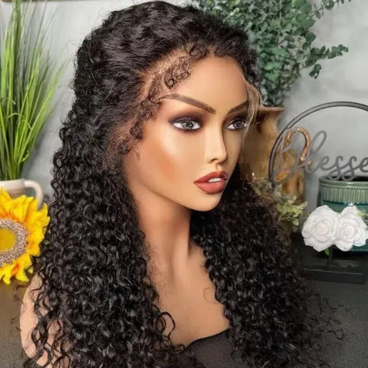4C Kinky Curly Human Hair Wig with 13x4/13x6 Breathable Lace Front & Youngsters Hair - Undetectable Invisible Edge, Soft Water Wave Texture, Mixed Color (Black) 18-30 Inch for Everyday & Special Occasions, Special Occasion Wi