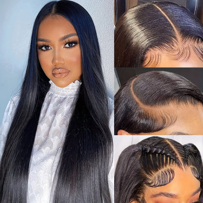 34 Inch 5X5 Glueless Lace Front Wigs Human Hair Pre Plucked With Baby Hair 250% Density Real Human Hair Wig Straight 5X5 HD Lace Frontal Wigs