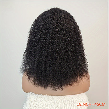 [4x4 HD Lace Closure, Kinky Curly Wig] 180% Density Brazilian Kinky Curly Human Hair Wig with 4C Kinky Edges & 4x4 HD Lace Closure - Jerry Curly Texture, Natural Color, Baby Hair Edges | Curly Hair Wig | Natural Texture Wig