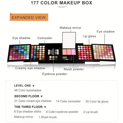 Makeup Set Gift Box Lipstick Eyebrow Pencil Eye Shadow Dish Makeup Tool Combination Durable Waterproof Lip Gloss Outdoor Travel Essential Makeup Bag Long-Lasting Beauty Solution Perfect Mother'S Day Gift