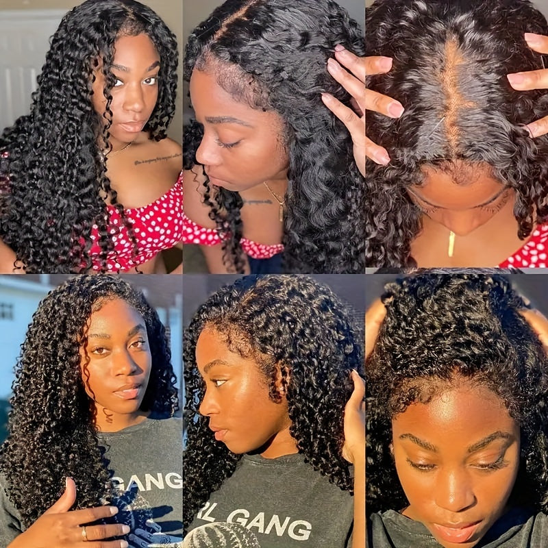[4x4 HD Lace Closure, Kinky Curly Wig] 180% Density Brazilian Kinky Curly Human Hair Wig with 4C Kinky Edges & 4x4 HD Lace Closure - Jerry Curly Texture, Natural Color, Baby Hair Edges | Curly Hair Wig | Natural Texture Wig