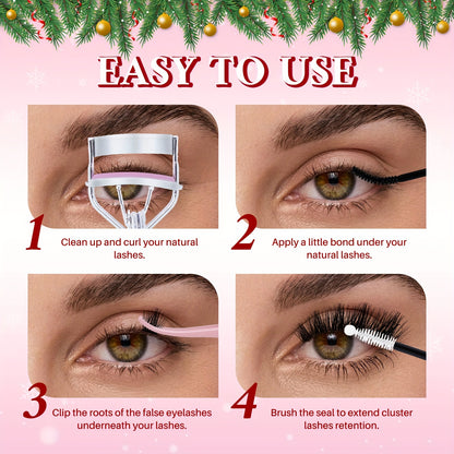 High Qulity Rita Individual False Eyelashes Extension Kit Curl Wispy Style, 12 Box Lashes with Glue&Bond Seal&Remover&Curler, Individual Lashes Makeup Kit