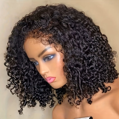 250% 4C Edges Kinky Curly Human Hair Wigs Short Kinky Curly Bob Wig 13X4 HD Lace Front Wig With Curly Baby Hair Pre Bleached Pre Plucked Premium Afro Kinky Curly Human Hair Natural Realistic Scalp Zero Stress Wear Larger Brea