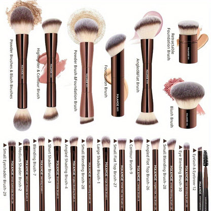 20pcs Makeup Brushes with Gift Box, DoubleEnd Multifunctional Makeup Brushes for Blending Liquid Powder Conaler Cream Blush Buffe, CoffeeBrown