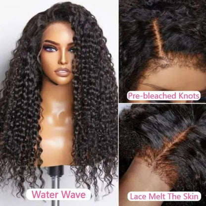 4C Kinky Curly Human Hair Wig with 13x4/13x6 Breathable Lace Front & Youngsters Hair - Undetectable Invisible Edge, Soft Water Wave Texture, Mixed Color (Black) 18-30 Inch for Everyday & Special Occasions, Special Occasion Wi