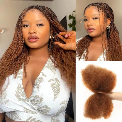 Afro Kinky Bulk Hair No Attachment 100% Remy Dreadlock Hair Peruvian Afro Kinky Bulk Natural Color Kinky Curly Hair for Twist Crochet Braiding Hair 100% Remy Human Bulk Hair