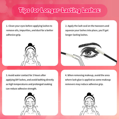 DIY Individual Eyelash Kit, 1 Box Mixed Length & Styles Natural Look Eyelashes Extension, 5pcs Self Cluster Curl Eyelashes,2pcs Bond&Seal, 2pcs Lash removers, 2pcs tweezers, 2pcs lash brush, Make up Kit