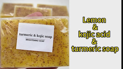LEMON TUMERIC & ACID KOJIC SOAP BRIGHTNING BAR WITH VITAMIN C COMPLEX FOR FACE AND BODY SKIN, SOAP NET (SET OF 3,6,12)