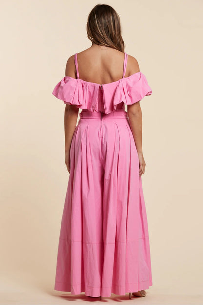Chic Luxurios Blossom Pink Fashion Floral Two-Piece Set