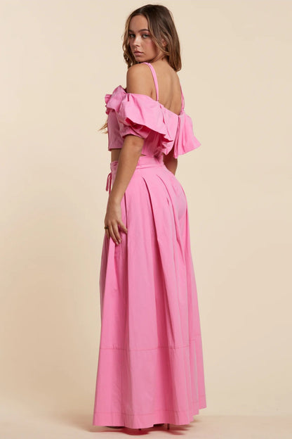 Chic Luxurios Blossom Pink Fashion Floral Two-Piece Set